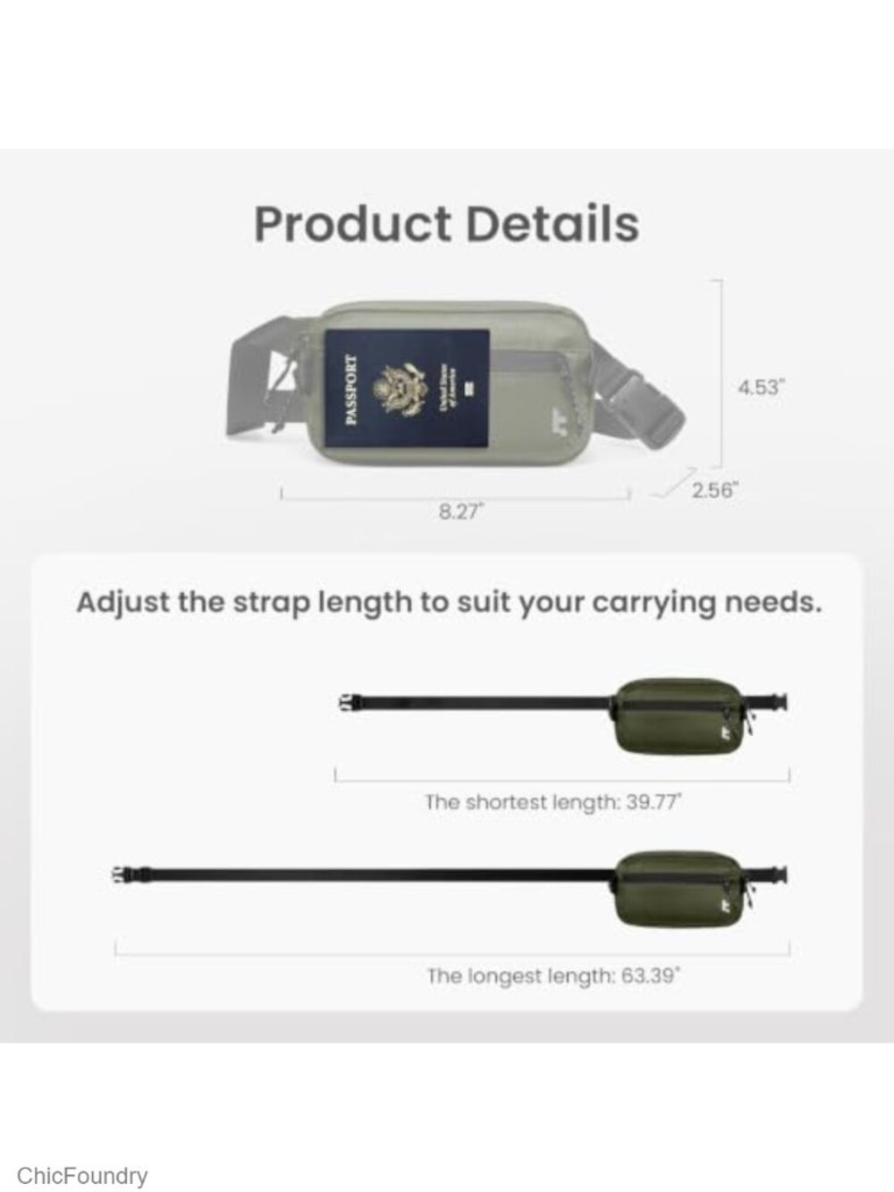 1.5L Sling Bag RFID Blocking Crossbody Chest Pack Water Resistant Polyester - Picture 5 of 6
